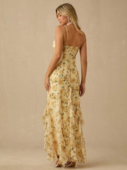 Long dress with empire-style flounces
