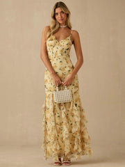 Long dress with empire-style flounces