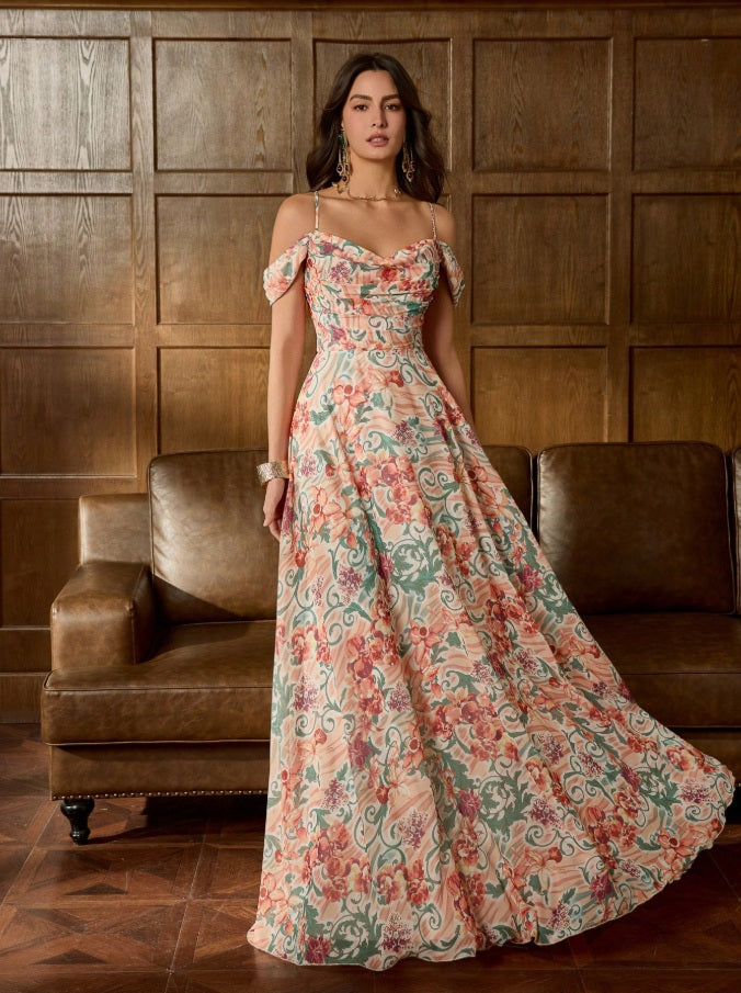 Elizabeth Bennet off-the-shoulder evening gown