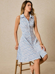 Straight aquamarine shirt dress