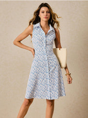 Straight aquamarine shirt dress